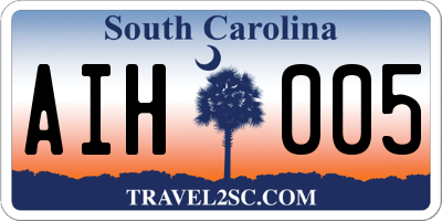 SC license plate AIH005