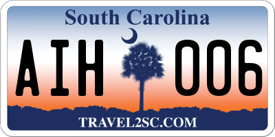 SC license plate AIH006