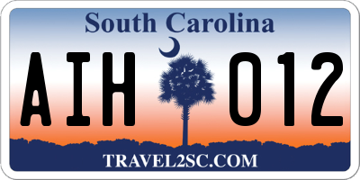 SC license plate AIH012