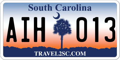 SC license plate AIH013