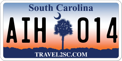 SC license plate AIH014