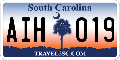 SC license plate AIH019