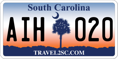 SC license plate AIH020