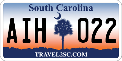 SC license plate AIH022