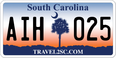 SC license plate AIH025