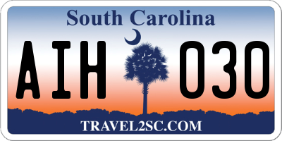 SC license plate AIH030