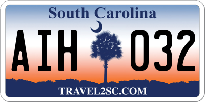 SC license plate AIH032