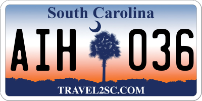SC license plate AIH036
