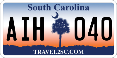 SC license plate AIH040