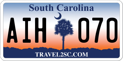 SC license plate AIH070