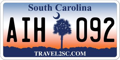 SC license plate AIH092