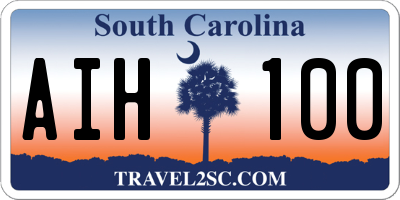 SC license plate AIH100
