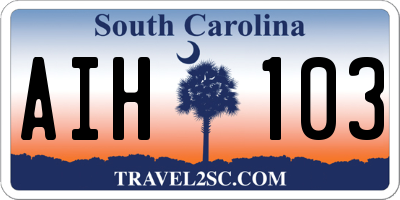 SC license plate AIH103