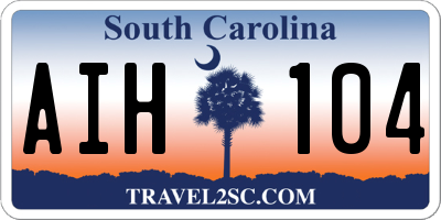 SC license plate AIH104