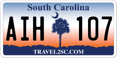 SC license plate AIH107