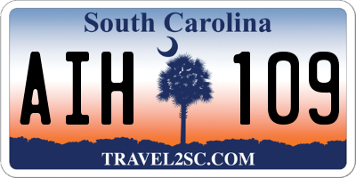 SC license plate AIH109