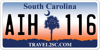 SC license plate AIH116