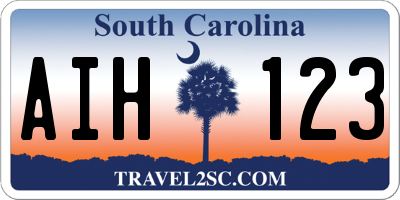 SC license plate AIH123