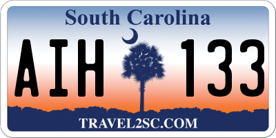 SC license plate AIH133