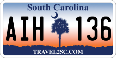 SC license plate AIH136