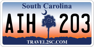 SC license plate AIH203