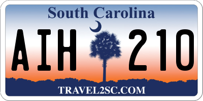 SC license plate AIH210