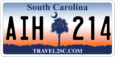 SC license plate AIH214