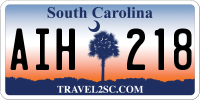SC license plate AIH218