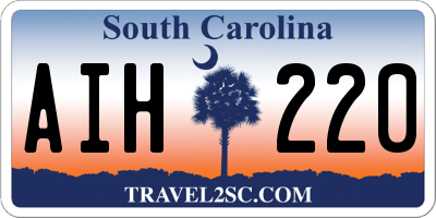 SC license plate AIH220