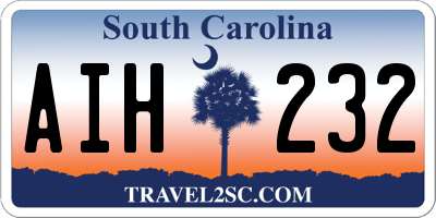 SC license plate AIH232