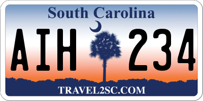 SC license plate AIH234