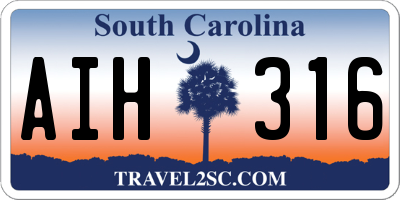 SC license plate AIH316