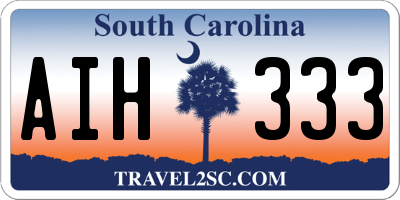 SC license plate AIH333