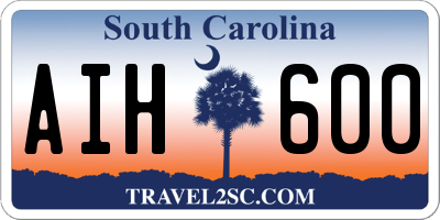 SC license plate AIH600