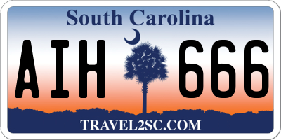 SC license plate AIH666