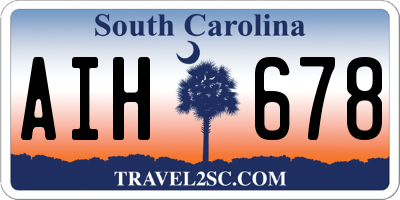 SC license plate AIH678