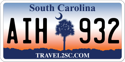 SC license plate AIH932