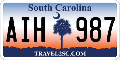 SC license plate AIH987