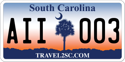 SC license plate AII003