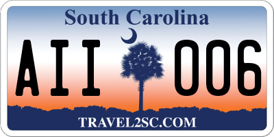 SC license plate AII006