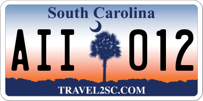 SC license plate AII012