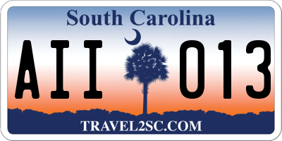 SC license plate AII013