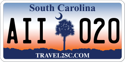 SC license plate AII020