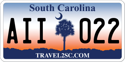 SC license plate AII022