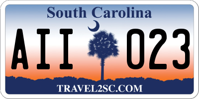 SC license plate AII023