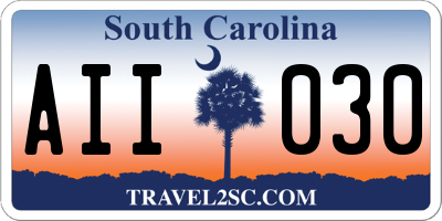 SC license plate AII030