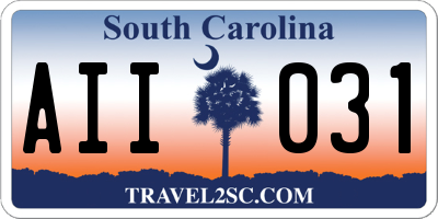 SC license plate AII031