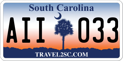 SC license plate AII033
