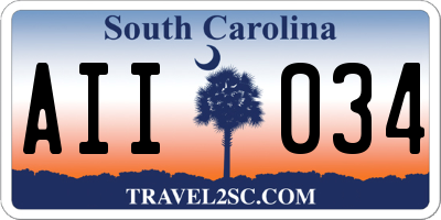 SC license plate AII034