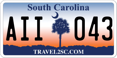 SC license plate AII043